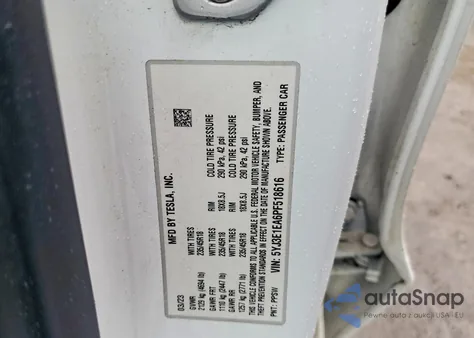 2023 Tesla Model 3 из США, поврежденный, VIN 5YJ3E1EA6PF518616